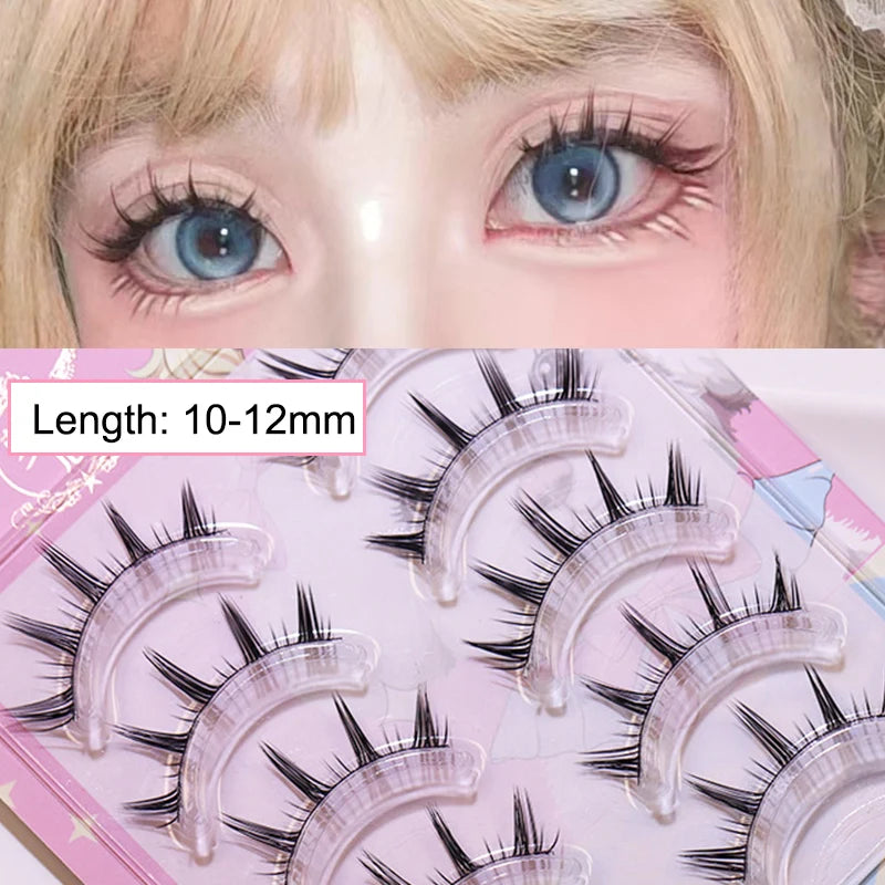 New Doll Lashes Extension Natural Cat Eye False Eyelashes Cosplay Makeup Cross Strip Eye Lashes Handmade Manga Anime Lash