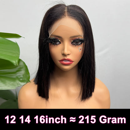 Vietnamese Human Hair 300% Density Double Drawn Bone Straight Bob Human Hair Wigs 5x5 Transparent Lace Closure Wig for Women