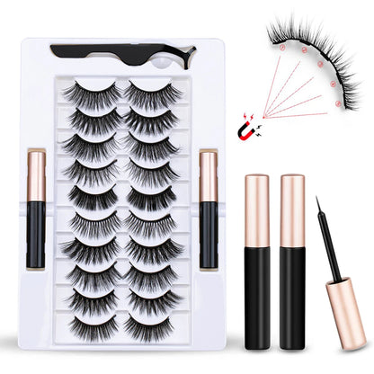 10Pairs Magnet False Eyelashes Reusable Magnetic Eyelashes With Eyeliner and Tweezers Natural Look Thick Fake Eyelashes makeup