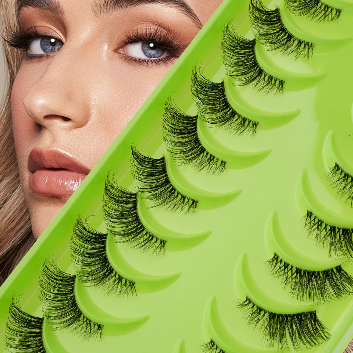 3D Mink Lashes 3/10 Pairs Cat Eye Half Lashes Natural Long False Eyelashes Strip Makeup Soft Fake Eyelash Extension Make Up Tool