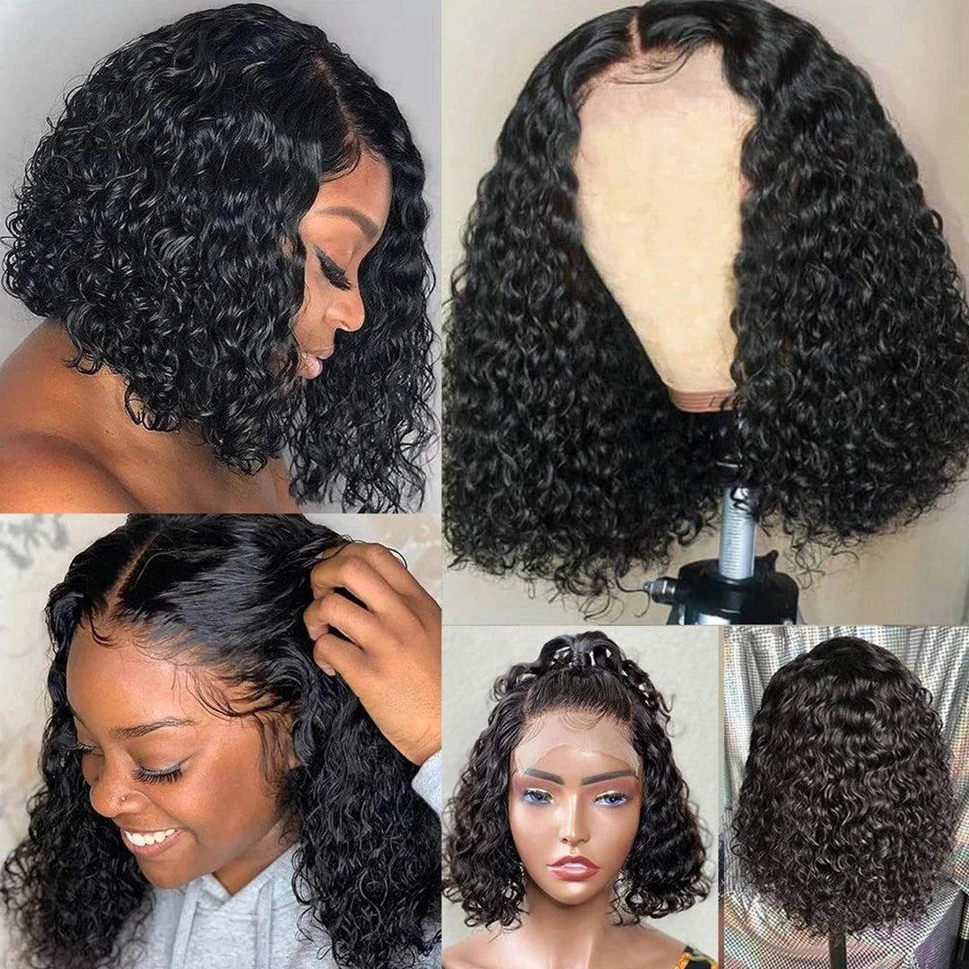 Loose Deep Wave Bob Wigs Human Hair 4x4 13x4 Lace Frontal Wig 220 Density Wig Kinky Curly Short Bob Wig Brazilian Hair For Women