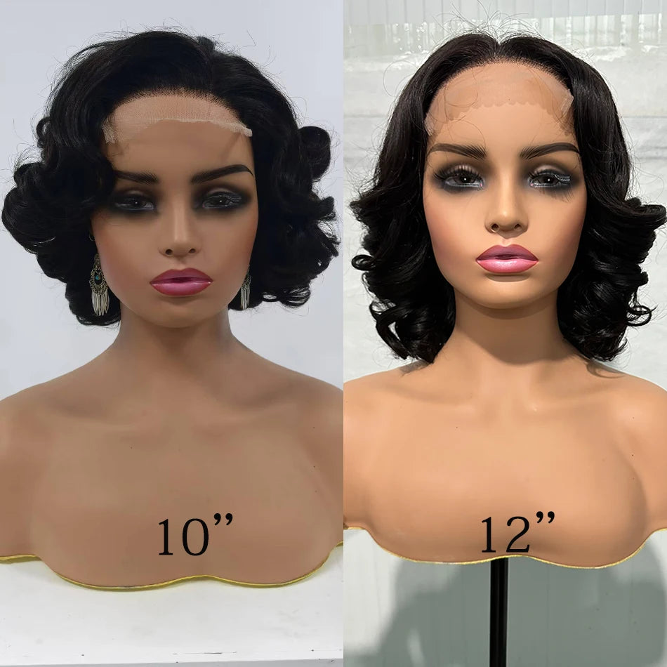 100% Raw Vietname Hair Bouncy Curly Wigs 5x5 HD Lace Closure Wear And Go Glueless Short Human Hair Lace Closure wig 250% Density