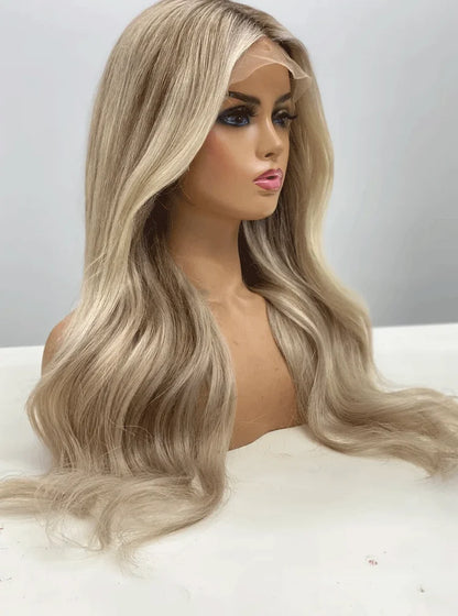 Blonde balayage full lace wigs Synthetic hair wig custom wigs lace front wigs blonde wig handmade wig hd lace wigs glueless wigs