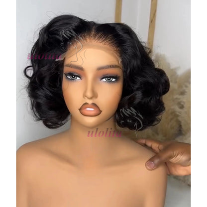 100% Malaysia Hair 300 Density Double Drawn P4 27 Ombre Highlight Bouncy Wave Wear and Go 4x4 Glueless Human Hair Bob Curly Wigs