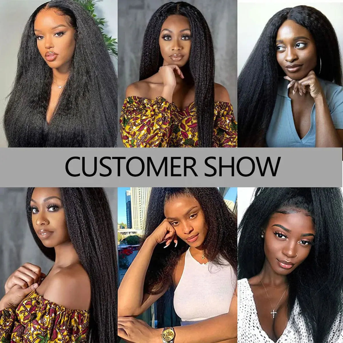 Synthetic U Part Wigs for Black Women Yaki Straight Wigs Natural Color Kinky Straight U-part wigs Hair Extension Clip