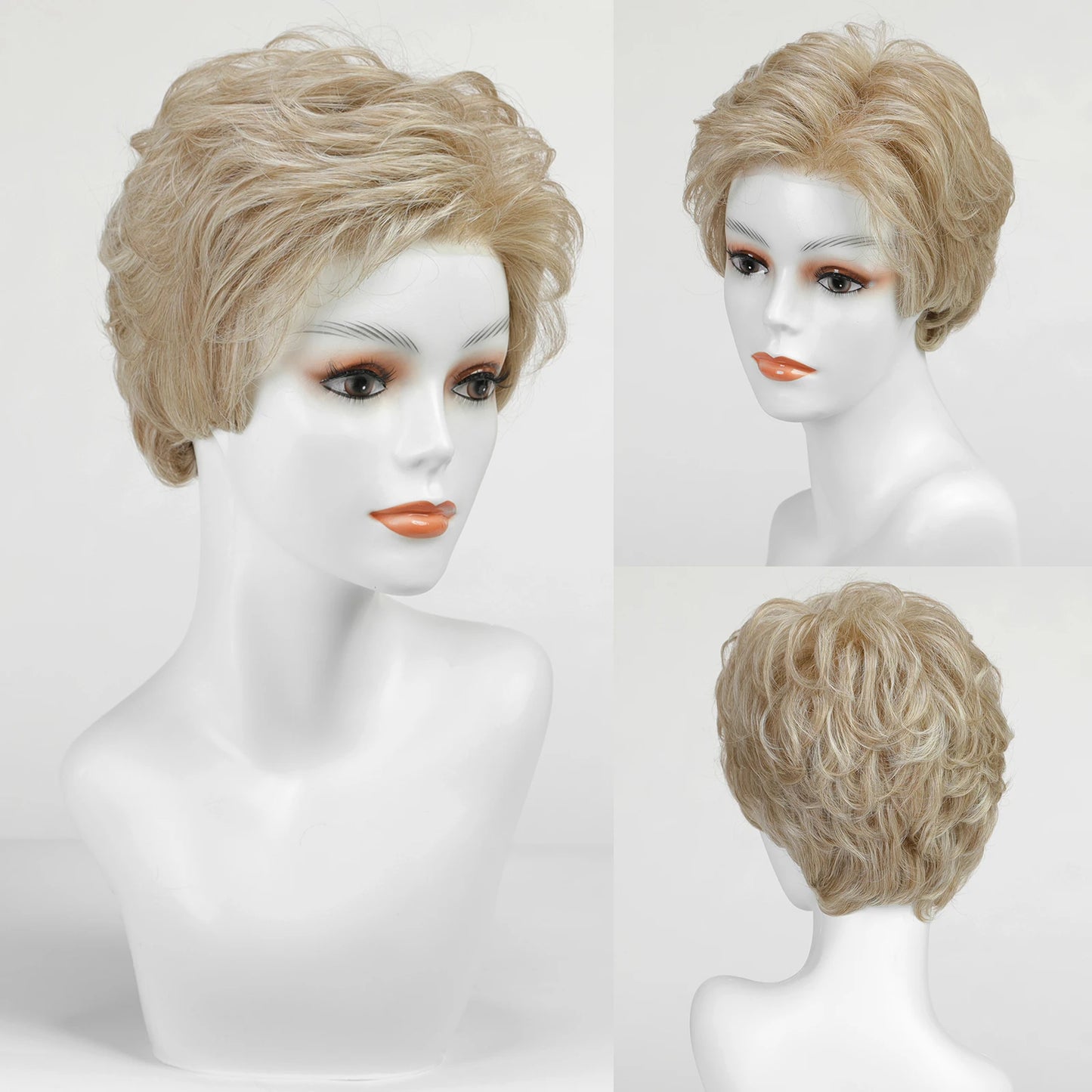 MONO Lace Hair 100% FUTURE Fiber Blonde Pixie Cut Wigs Breathable Mono Lace Front Synthetic Wig Daily Use Heat Resistant Fiber