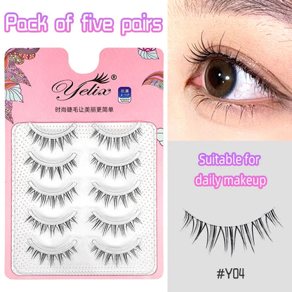 Yelix Manga Lashes With Clear Band Natural Eyelashes Spiky Asiatic Eye Soft Wispy Lashes 2024 Girl Group False Lashes