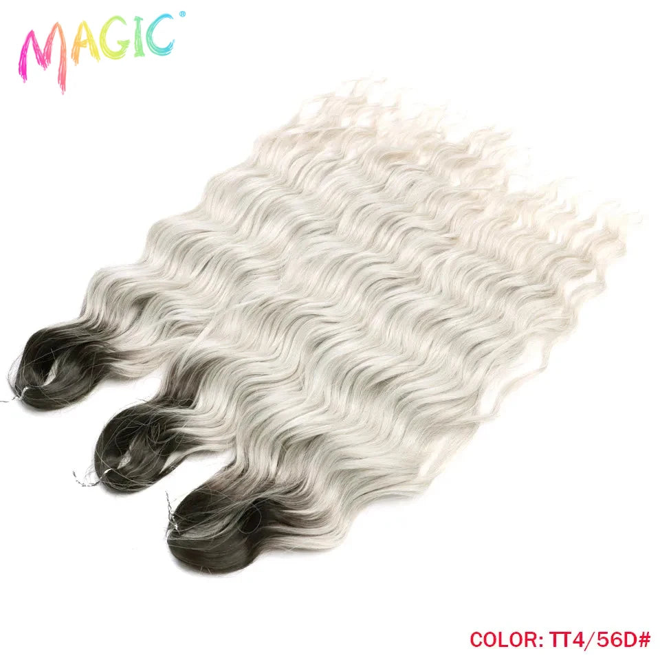 Magic Hair Synthetic Loose Deep Wave Braiding Hair Extensions 24 Inch Water Wave Braid Hair Ombre Blonde Twist Crochet Curly Hai