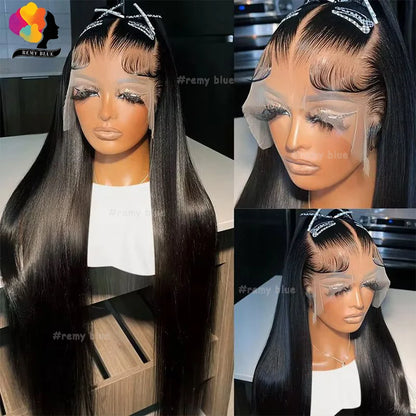 Straight Human Hair Wigs 13x6 HD Transparent Lace Frontal Wigs for Black Women Preuvian Glueless 13x6 Lace Front Human Hair Wig