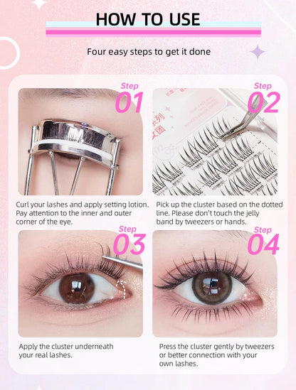Yelix Self-adhesive Glue Free False Eyelashes Reusable DIY Segmented DIY Lashes Clusters No Glue Needed Natural Soft Lashes