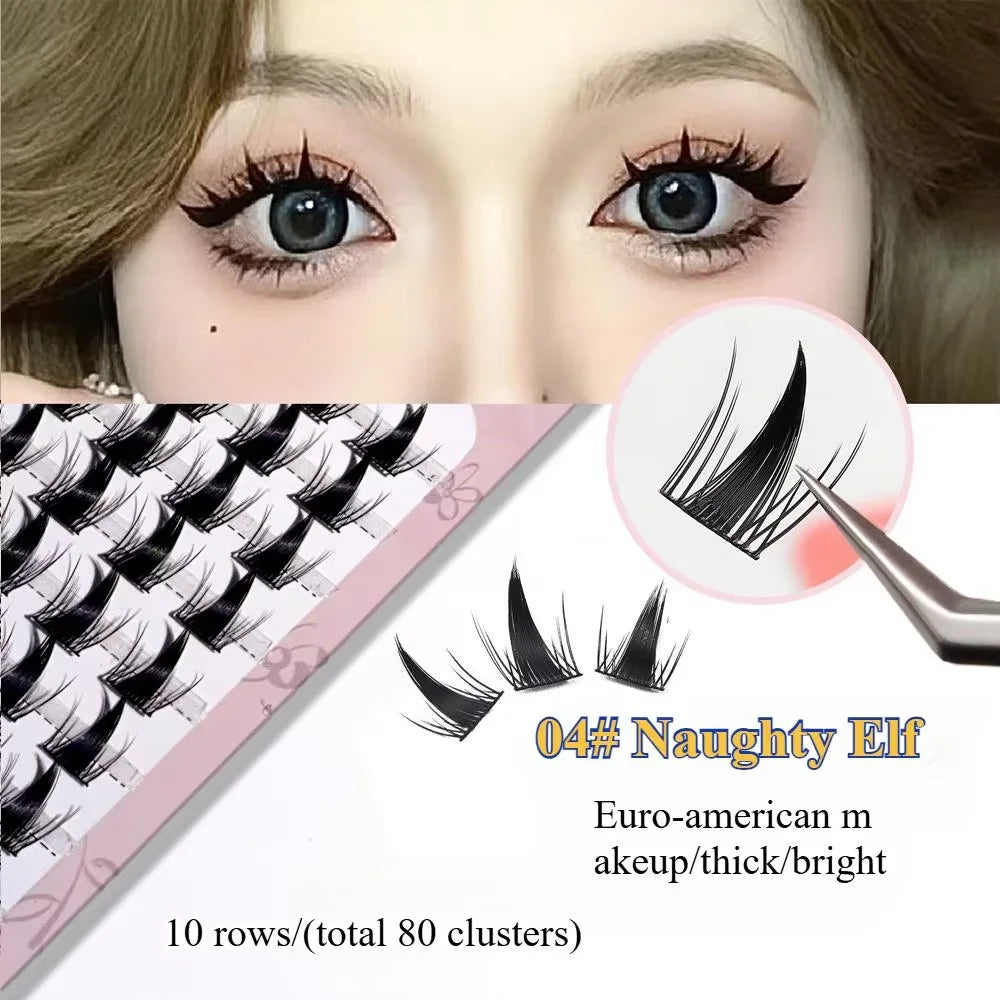 3D DIY Segment False Eyelashes – Glue-Free, Easy Wear, Reusable Cluster Lashes for Natural Korean Look & Eye-Enlarging Daily Mak