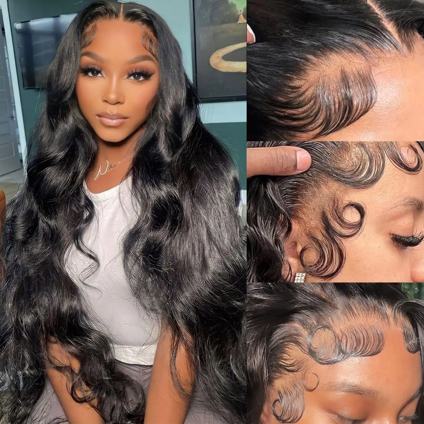 360 Lace Front Wig Human Hair Body Wave Invisi Strap Snug Fit 360 Transparent Lace Frontal Wigs Pre Cut Lace Wig