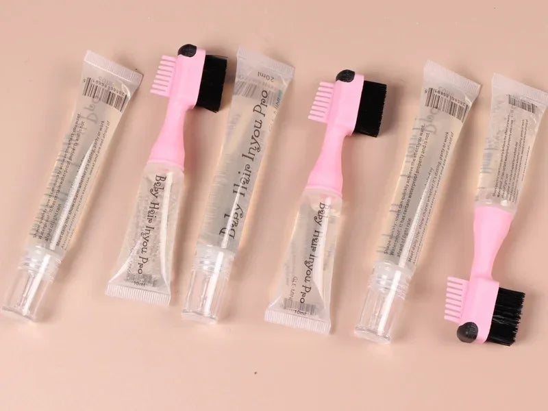 *Hair Styling Edge Control Gel With Brush For Baby Hair Portable Hair Fixative Gel Hair Cream For Natural Hair Africa 10Ml