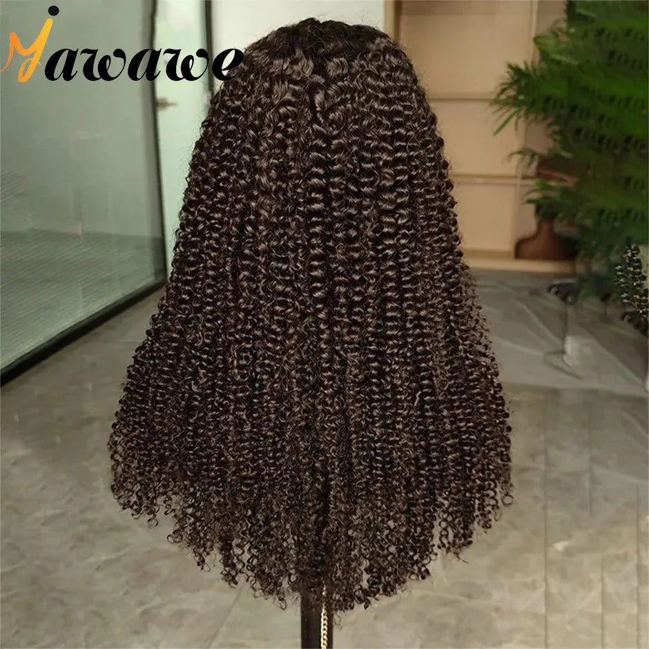 Human hair lace front wig Kinky Curly glueless preplucked human wigs ready to go Yawawe Wear Go wig