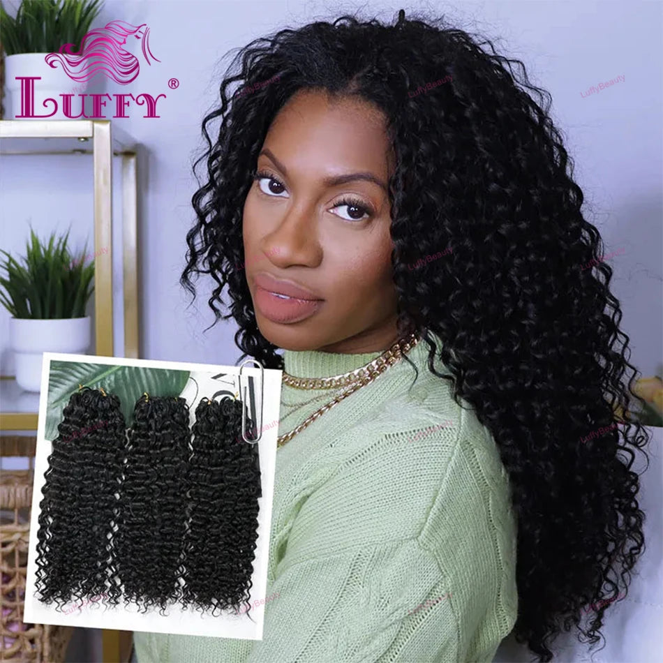 Curly Crochet Human Hair Extensions Knotless Pre-Separated Human Hair Water Wave Feather Hair Extensions 120g 100strands