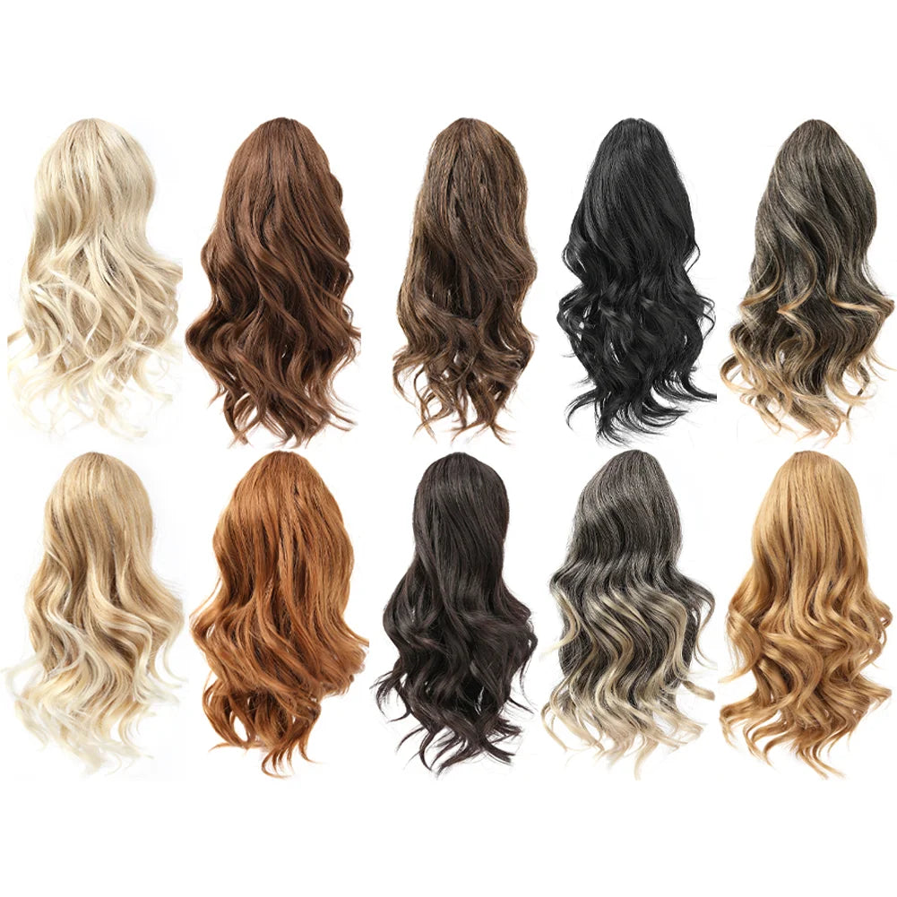 Ponytail Extension Synthetic Hair 10" Claw Clip in Short Curly Wavy Ponytail Hairpiece for Women Girls Daily Use