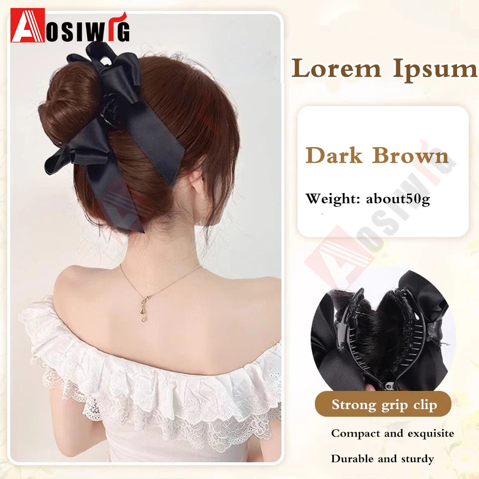 synthetic Half-tie Hair Claw Feather Shuttlecock Head Lazy Meatball Head Crab Clip Wig Catch Clip High Ponytail Hair Accessories