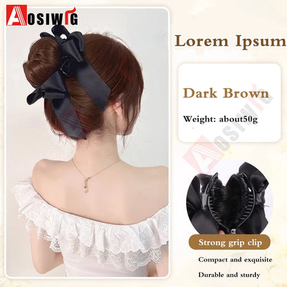 synthetic Half-tie Hair Claw Feather Shuttlecock Head Lazy Meatball Head Crab Clip Wig Catch Clip High Ponytail Hair Accessories