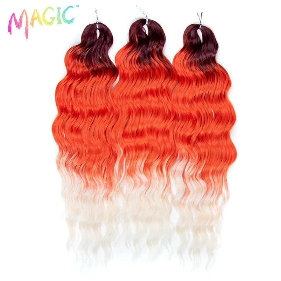 Magic Hair Synthetic Loose Deep Wave Braiding Hair Extensions 24 Inch Water Wave Braid Hair Ombre Blonde Twist Crochet Curly Hai