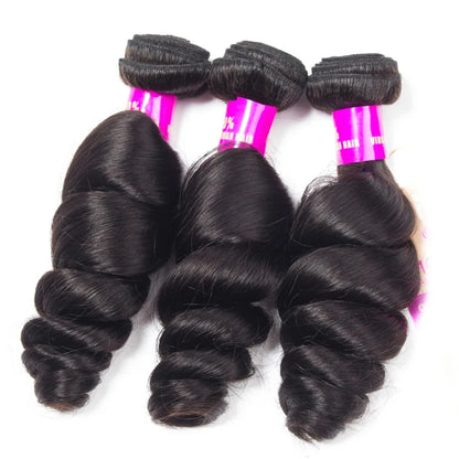 12A Peruvian Raw Virgin Hair Unprocessed Human Hair Bundles With Closure 4X4 Loose Wave Bundles And Closure Natural Black Color