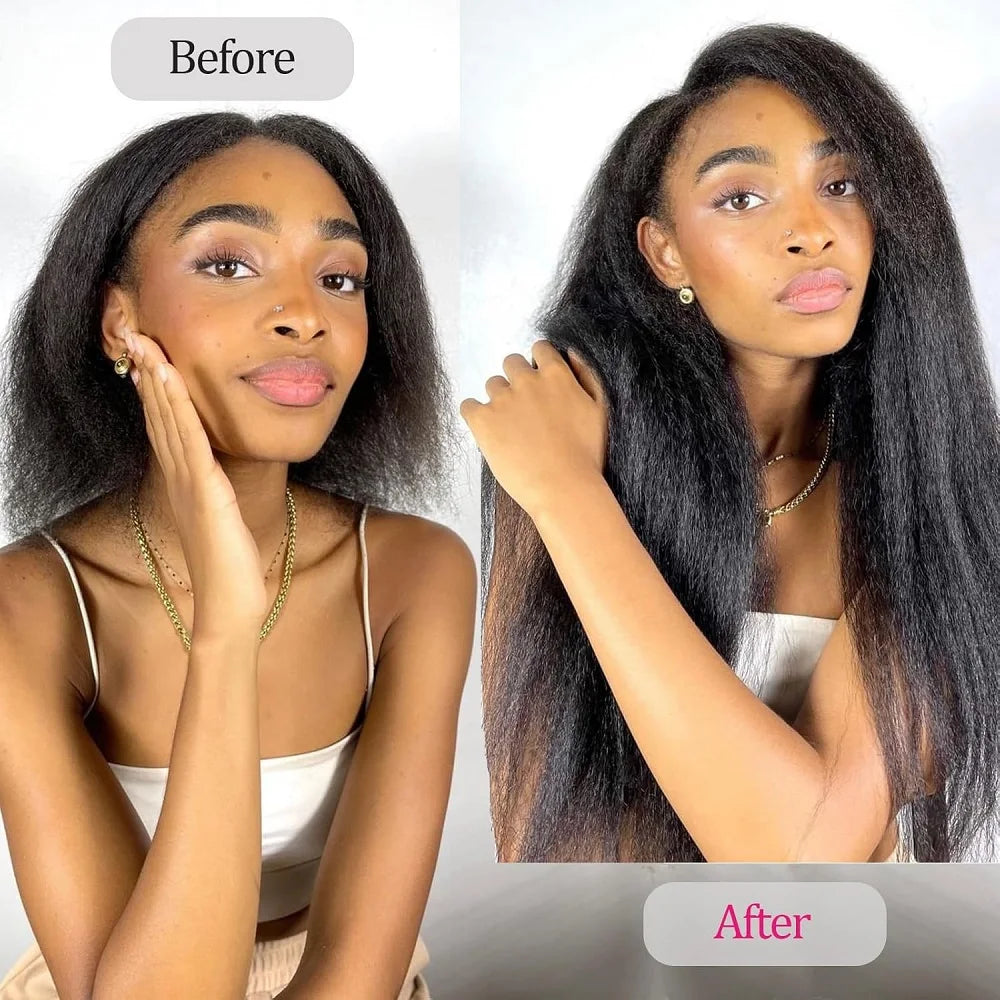 Mongolian Clip Ins Hair Extension For Black Women 100% Human Hair Full And Thick Hair Extension Jet Black Kinky Straight Hair