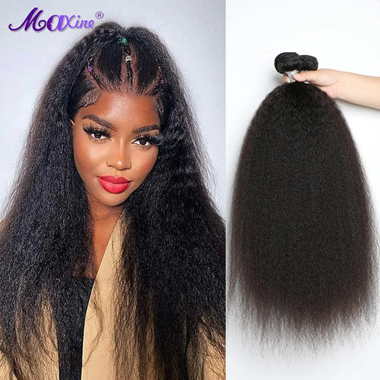 30 Inch Kinky Straight Bundles Human Hair Brazilian Natural Black Yaki Hair 1/3/4 Bundles Deal Yaki Straight Human Hair Bundles