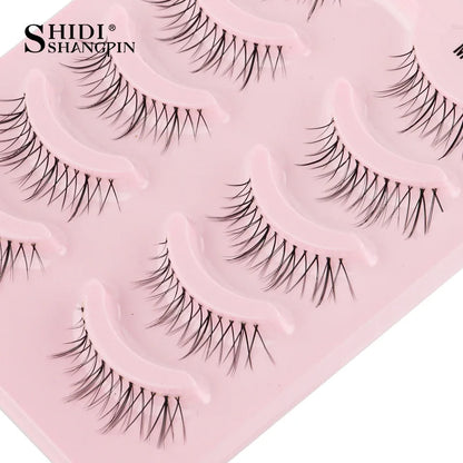 Manga Lashes 5 Pairs Anime Cosplay Faux Mink Lashes Korean Natural short Full Strip Lashes Clear Band Soft Eyelashes Extension