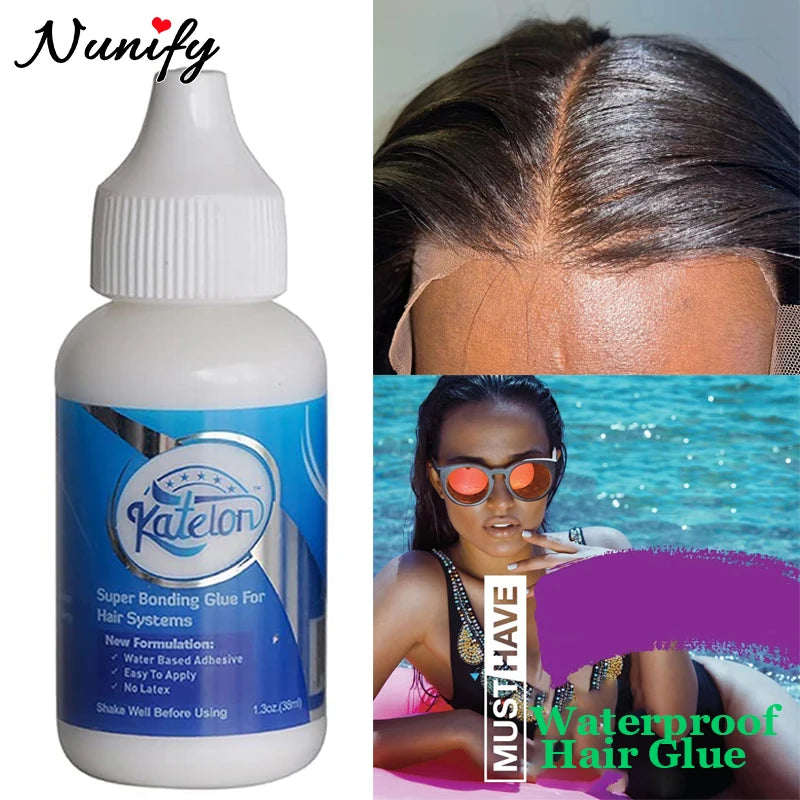 Waterproof Lace Wig Glue 1.3Oz Strong Hold Hair Glue For Hair Systems White Liquid Adhesive Glue For Toupee Durable Weave Glue