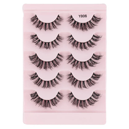 Natural Short False Mink Lashes 3/5/10 Pairs Extensions Eye Hair False Eyelashes 3D Faux Cils Soft Fluffy Eye Lashes for Beauty