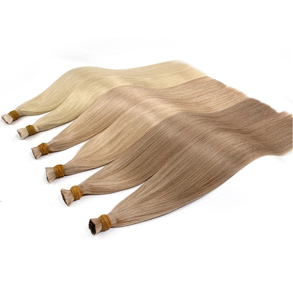 16A Vietnamese Double Drawn Human Hair Bulk Boho Braids Hair Extensions Short Hair Less Bone Straight No Weft 300g 613#