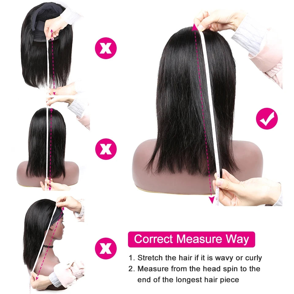 Headband Wig Human Hair Straight Brazilian Wigs With Head Band For Black Women Remy Full Machine Made