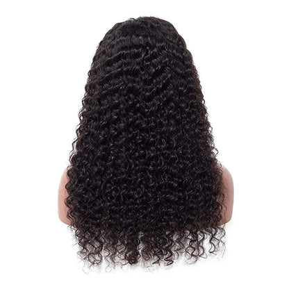 New Women's Synthetic Wig Fashionable Black Small Curly Water Ripple Corn Perm Center Parted Bangs Full Head Cover
