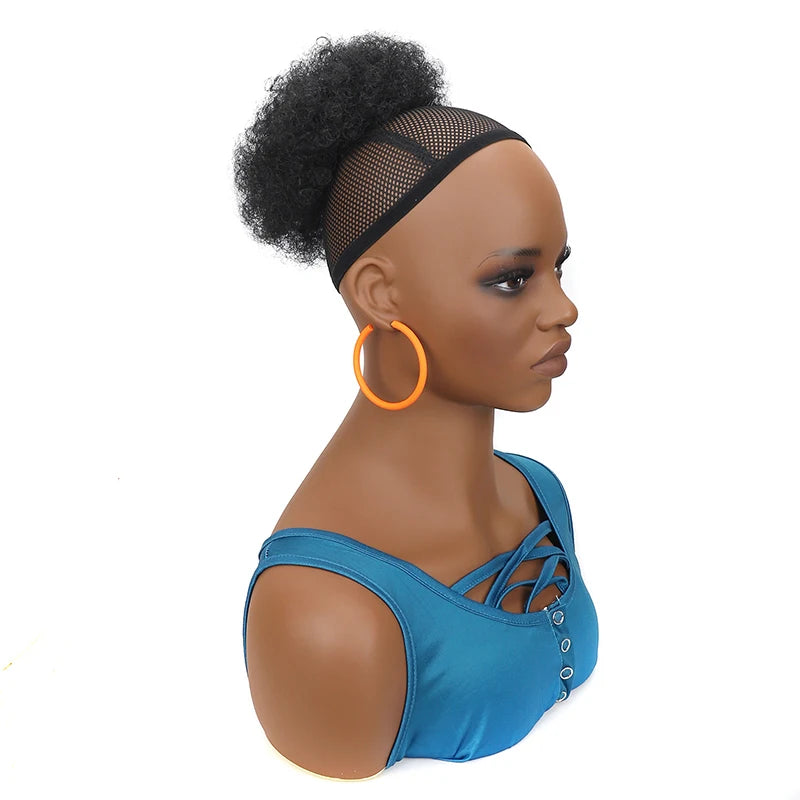 Afro Hair Puff for Black Woman Synthetic Kinky Curly Elastic Hair Bun Chignon Ponytail Hair Extensions Thick Updo Hairpieces