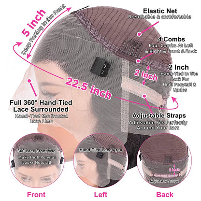 360 Lace Frontal Wigs Remy Human Hair Wig for Women Water Wave Curly Natural Black Color Baby Hair Transparent Lace Wigs Bobbi