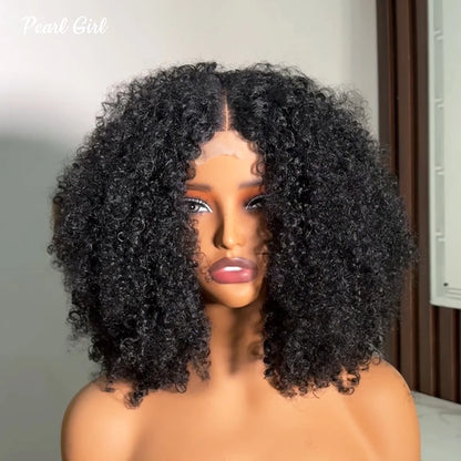 Afro Kinky Curly Bob Wigs 13x6 13x4 HD Lace Front Wigs Human Hair Glueless Wig Pre Plucked for Women Natural Black Color Bob Wig