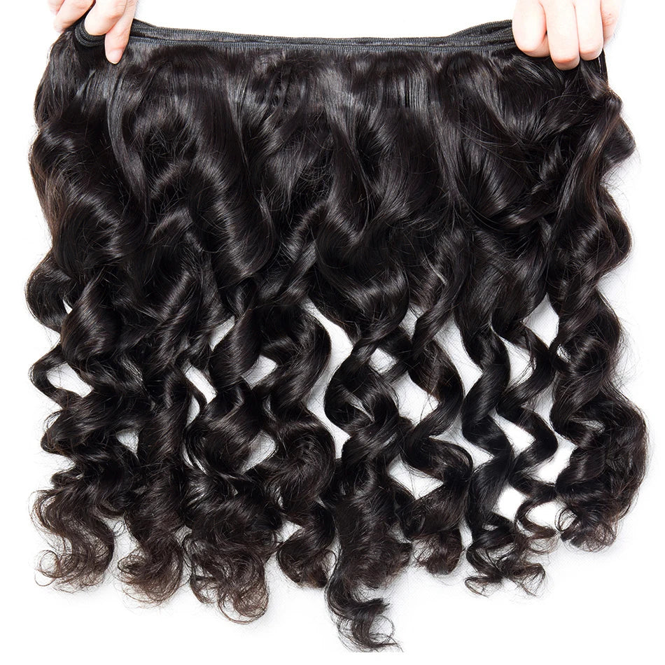 12A Peruvian Raw Virgin Hair Unprocessed Human Hair Bundles With Closure 4X4 Loose Wave Bundles And Closure Natural Black Color