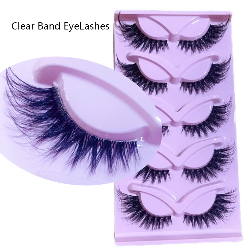 5 Pairs Cat Eye Lashes Faux Mink Eyelashes Natural long Manga Lashes Winged End Eye Elongated Eyelashes Fake Lashes Makeup