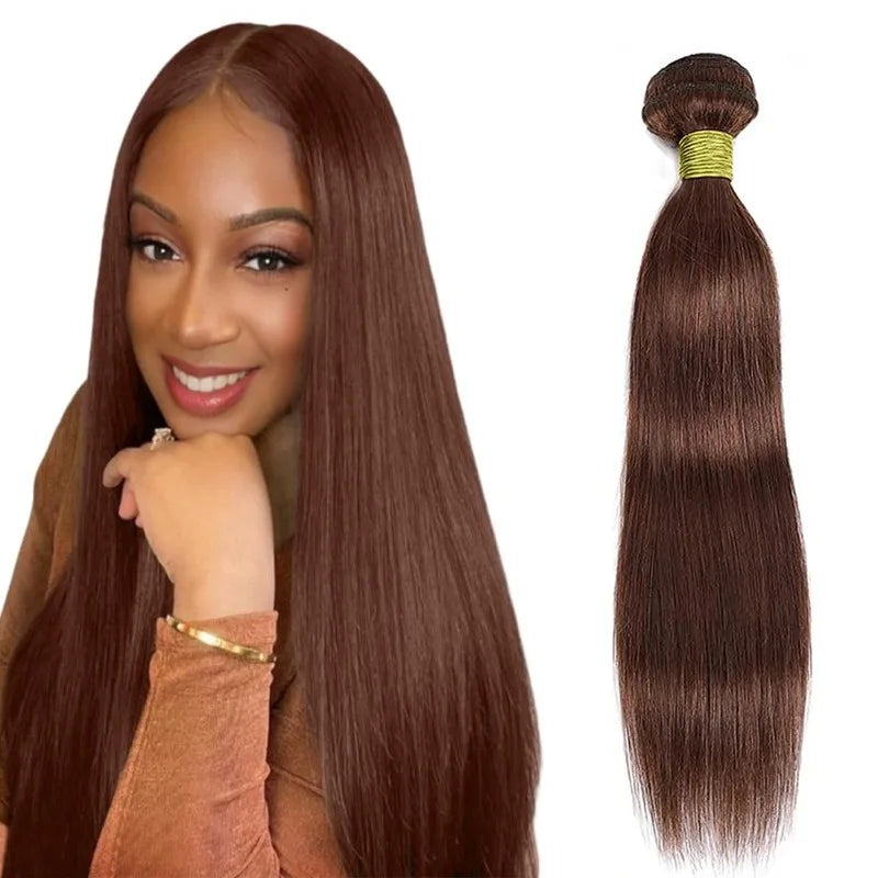 Straight Bundles Human Hair 1PC 12-26 Inch #4 Light Brown 12A Grade Brazilian Virgin Wave Remy Hair Bundle For Women 100g/PC