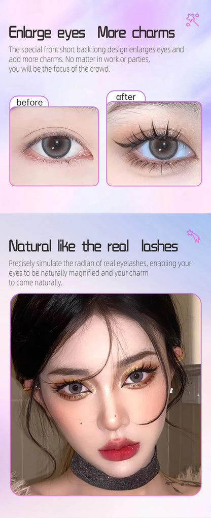 Yelix Manga Lashes With Clear Band Natural Eyelashes Spiky Asiatic Eye Soft Wispy Lashes 2024 Girl Group False Lashes