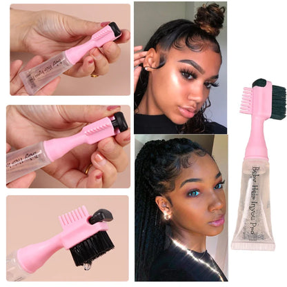 1Pcs Hair Styling Edge Control Gel With Brush For Baby Hair Portable Hair Fixative Gel Hair Cream For Natural Hair Africa 10Ml