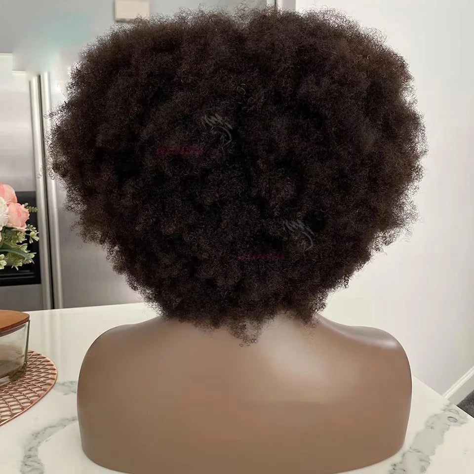 Peruvian Hair Pixie Short Afro Kinky Curly Bob Cut Bouncy Cheap Full Machine Made Human Hair Wigs For Black Women Glueless Remy
