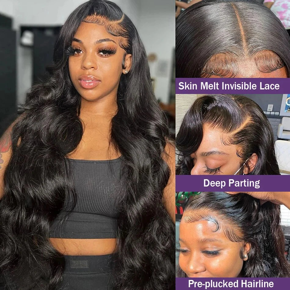 13x6 Hd Lace Frontal Wig Human Hair 30 Inch 13x4 Hd Transparent Lace Front Preplucked Black Body Wave Human Hair Wigs for Women