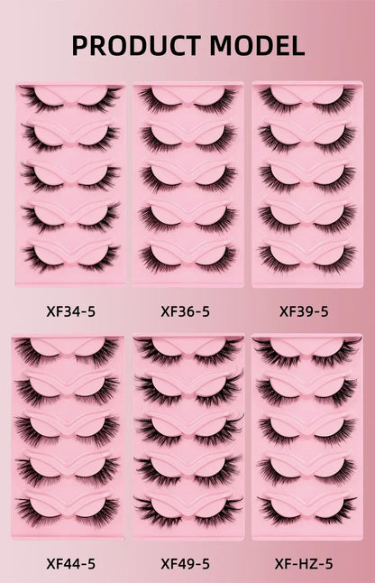 5 Pairs Cat Eye Lashes Faux Mink Eyelashes Natural long Manga Lashes Winged End Eye Elongated Eyelashes Fake Lashes Makeup