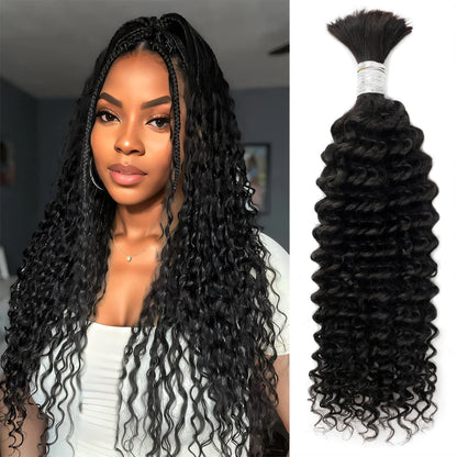 Deep Wave Bundles Human Braiding Hair Boho Braids Natural Black Bulk Human Hair For Braiding No Weft Curly Human Hair Extensions