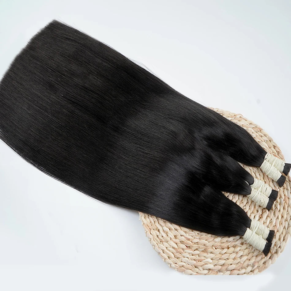 16A Vietnamese Double Drawn Human Hair Bulk Boho Braids Hair Extensions Short Hair Less Bone Straight No Weft 300g 613#