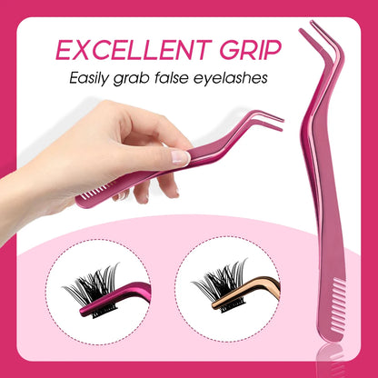 FADVAN Eyelash Comb Tweezers DIY Cluster Eyelash Extensions Tweezer 1 Stainless Steel Anti-Static Non-Magnetic Eyemakeup Toolsls