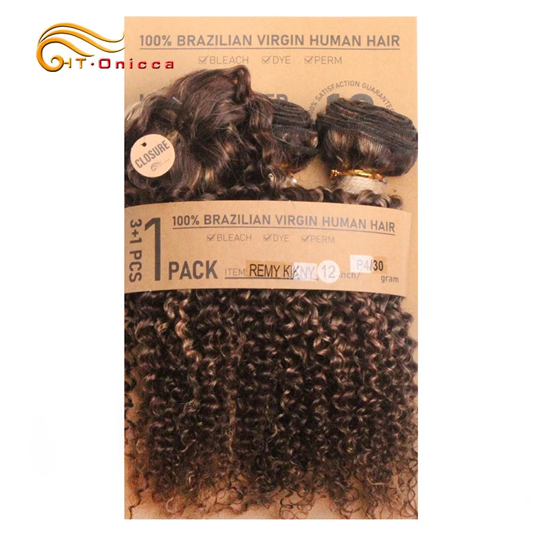 Kinky Curly Bundles With Closure Natural Human Hair Bundles Short Indian Hair Bundles With Circular Closure