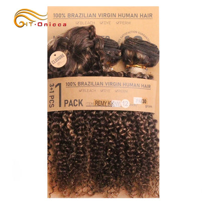 Kinky Curly Bundles With Closure Natural Human Hair Bundles Short Indian Hair Bundles With Circular Closure