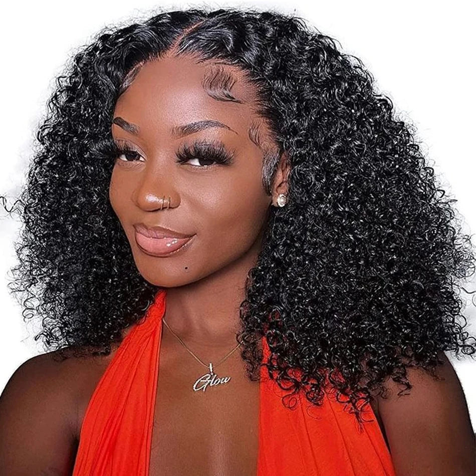 13X4 Mongolian Kinky Curly Lace Front Wigs For Women Preplucked With Baby Hair Curly 12A Human Hair Wigs Deep Curls Wig