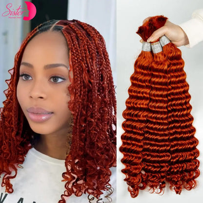 Deep Wave Bulk Human Hair for Boho Braids No Weft 100% Virgin Human Hair Bulk for Braiding Curly Extension Bundles for Women